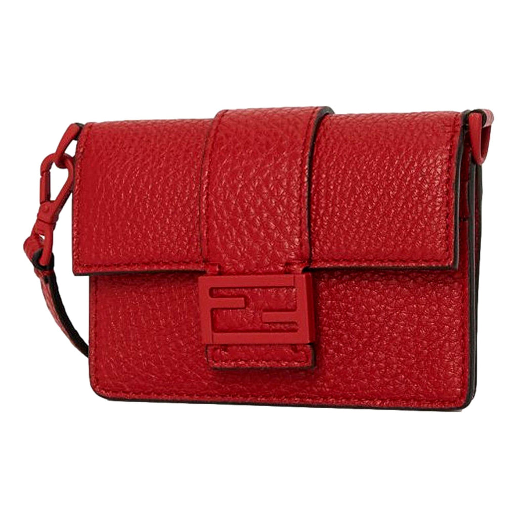 Fendi Micro Baguette Cross Body Red Fuoco Leather at_Queen_Bee_of_Beverly_Hills