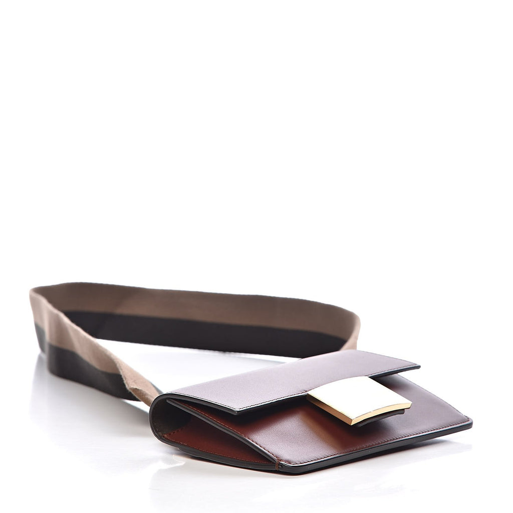 Fendi Gold/Brown Beaded Leather Mini Baguette Crossbody Bag 8BS017