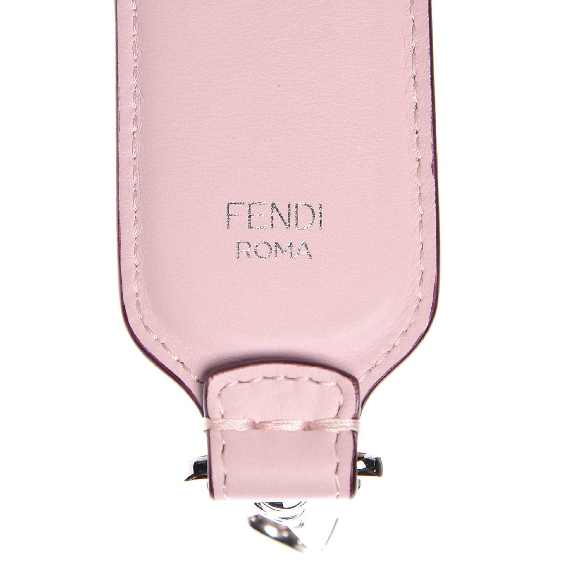 Fendi Mini Strap You Pink Peonia Multicolor "LOVE" Studded Leather available at Queen Bee of Beverly Hills