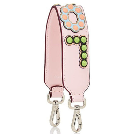 Fendi Mini Strap You Pink Peonia Multicolor "LOVE" Studded Leather available at Queen Bee of Beverly Hills