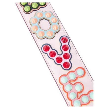 Fendi Mini Strap You Pink Peonia Multicolor "LOVE" Studded Leather available at Queen Bee of Beverly Hills