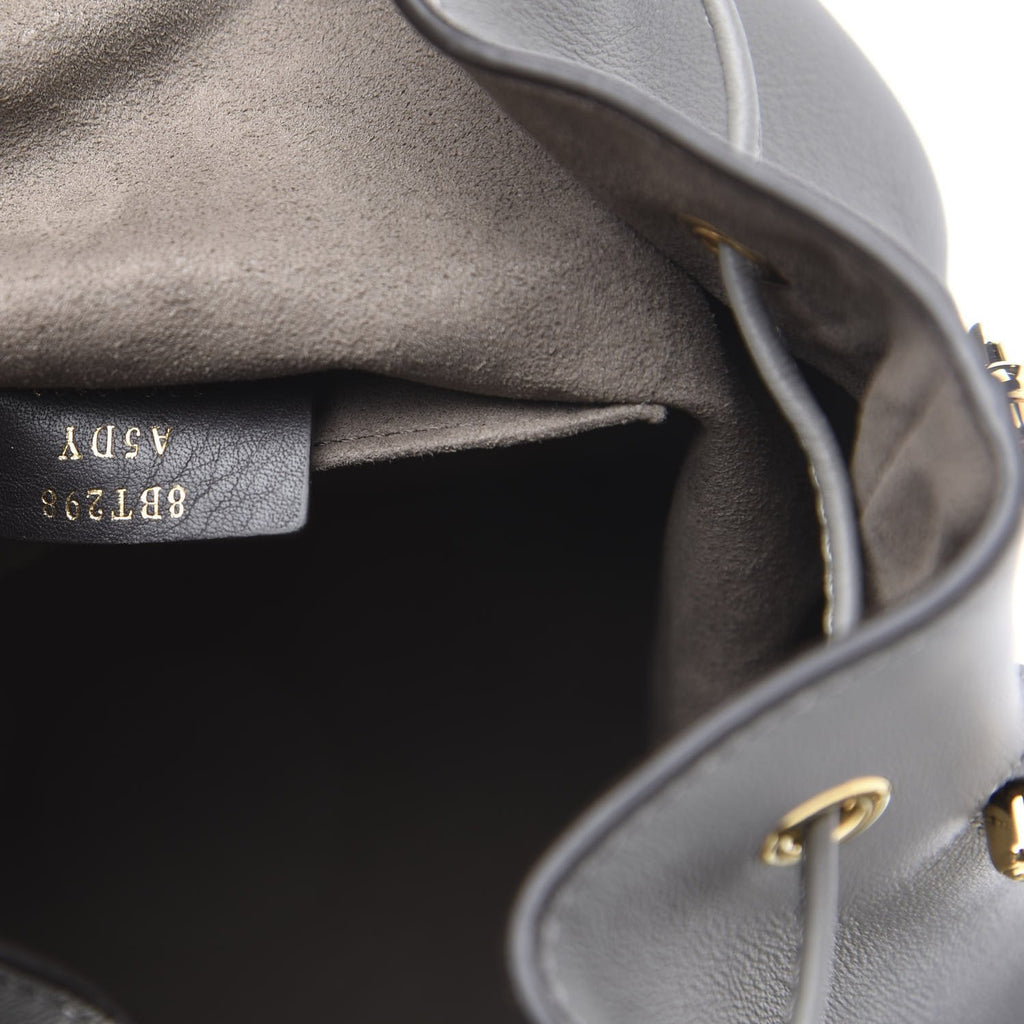 Fendi Mon Tresor Grey Calfskin Leather Bucket Bag 8BT298 at_Queen_Bee_of_Beverly_Hills