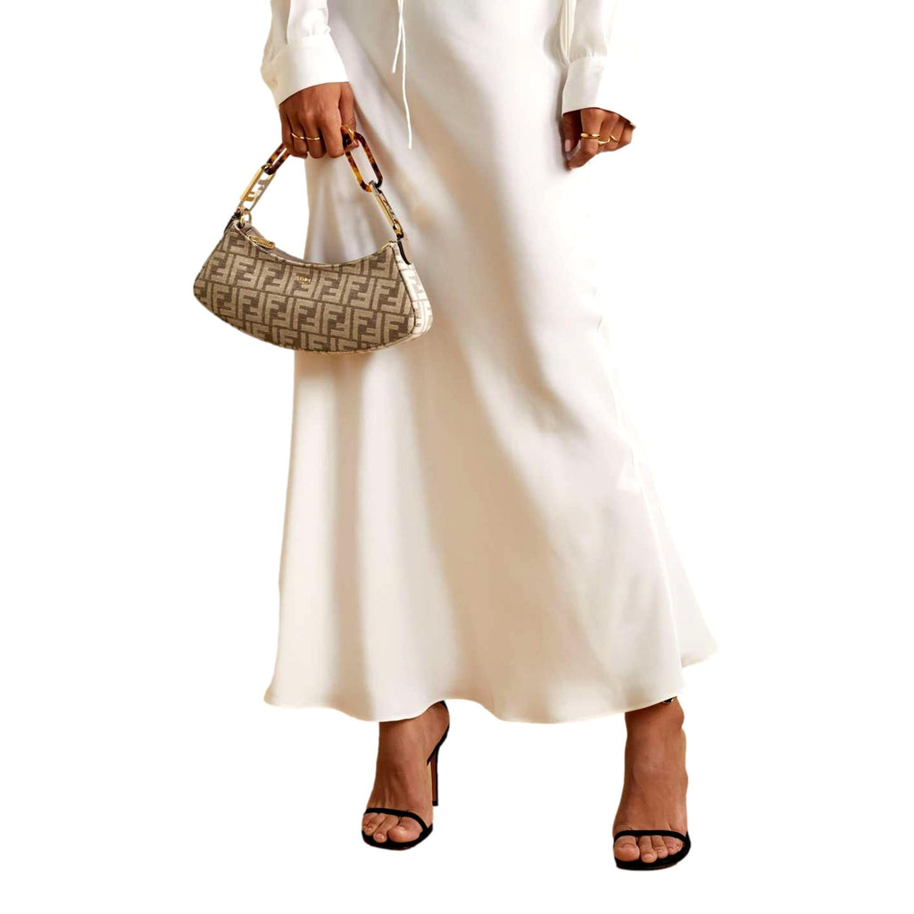 Fendi O'Lock Swing FF Logo Tortora Gray Chenille Shoulder Bag at_Queen_Bee_of_Beverly_Hills