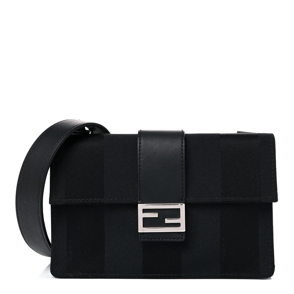 Fendi Pequin Baguette Black Nylon Belt Bag 7M0295 at_Queen_Bee_of_Beverly_Hills