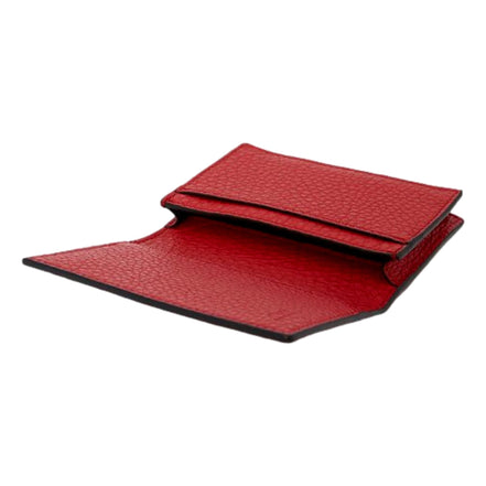 Fendi Red Grained Leather Baguette Logo Card Case Wallet available at Queen Bee of Beverly Hills