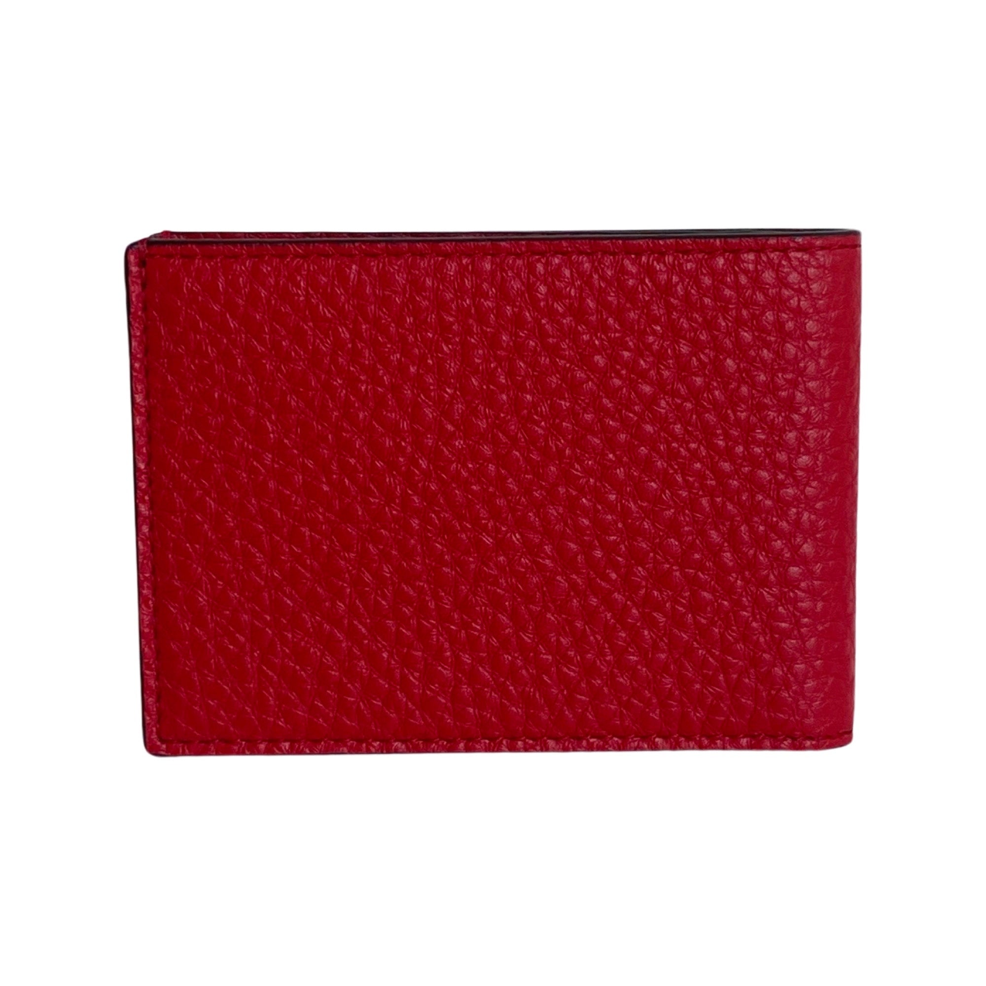 Fendi Red Grained Leather FF Logo Bifold Wallet available at Queen Bee of Beverly Hills