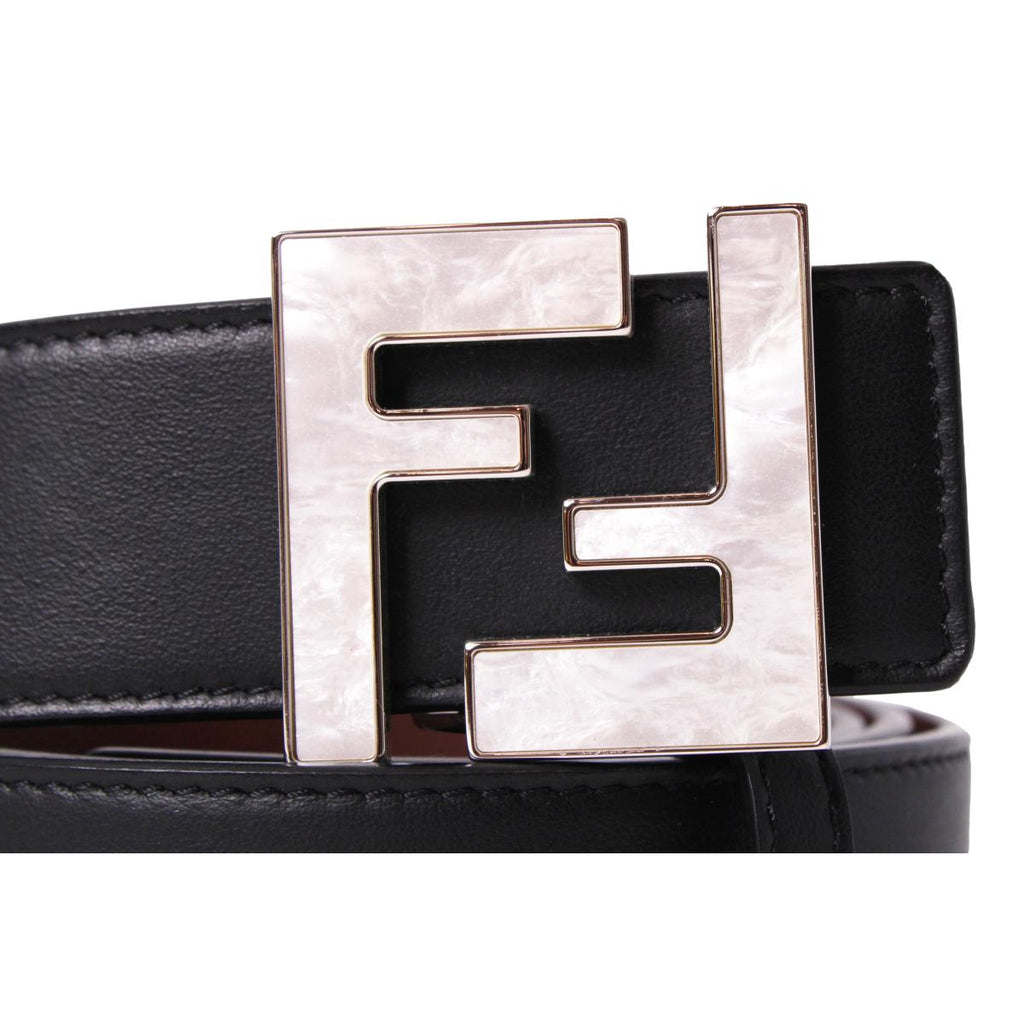 Fendi Reversible Brown Blue Leather FF Belt Size 110/44 7C0424 