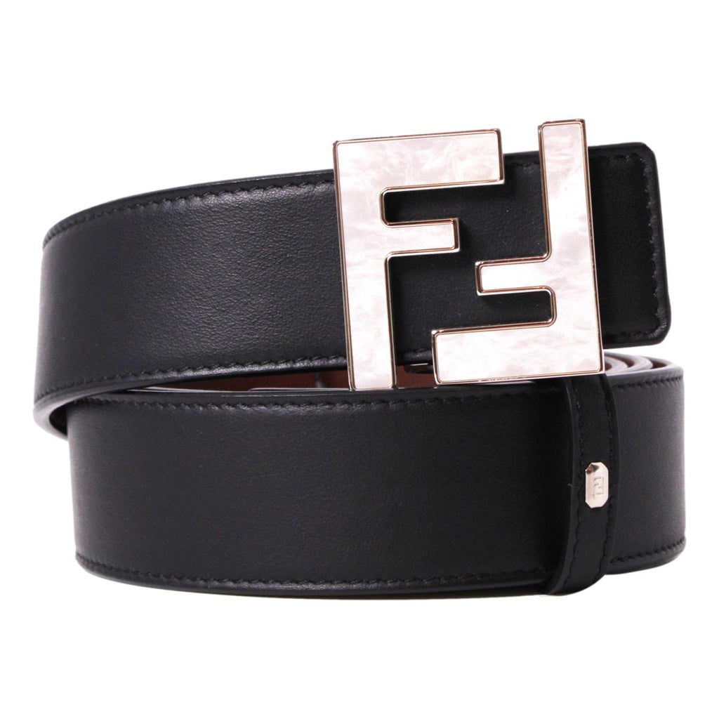 Fendi Black, Brown And Red Ff Logo Leather Belt Bag