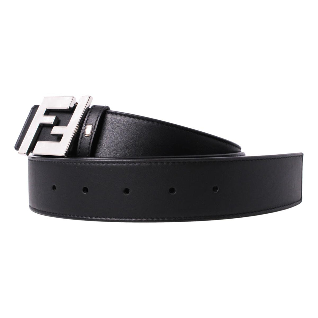 Fendi Reversible Black Brown Leather Silver FF Logo Belt Size 95 7C0424 at_Queen_Bee_of_Beverly_Hills