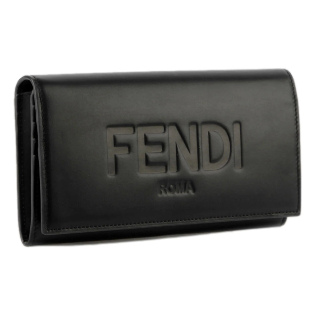 Fendi Roma Black Calfskin Leather Folded Continental Wallet 7M0264 at_Queen_Bee_of_Beverly_Hills
