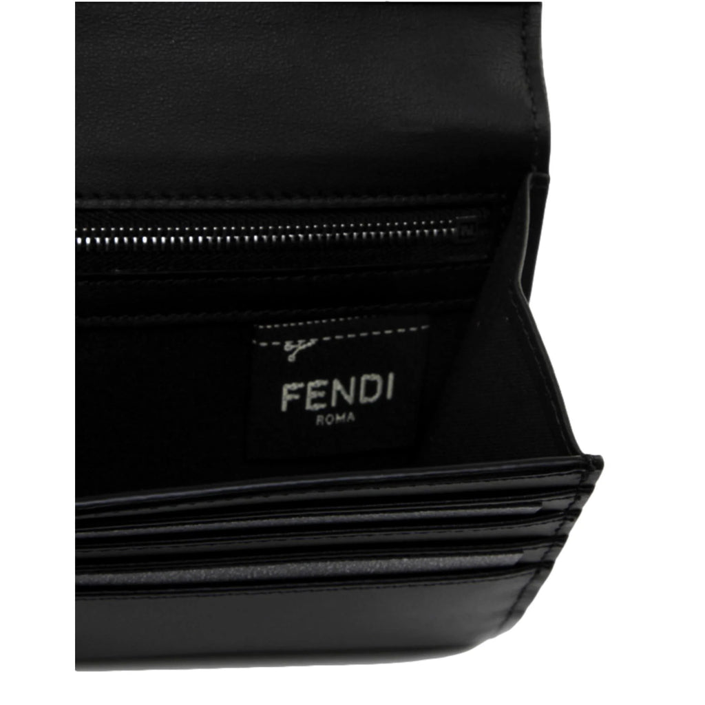 Fendi Roma Black Calfskin Leather Folded Continental Wallet 7M0264 at_Queen_Bee_of_Beverly_Hills