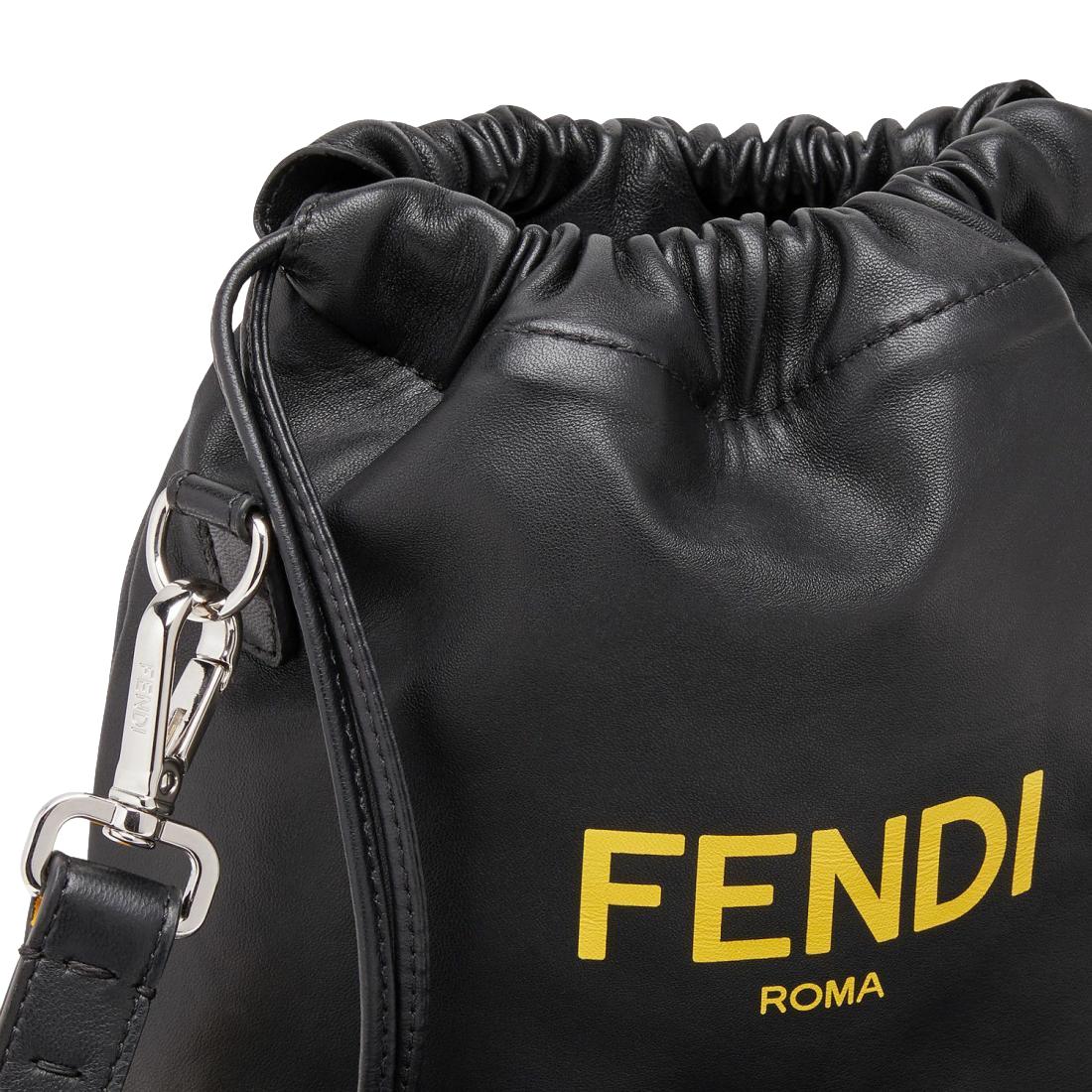 Fendi Roma Black Leather Drawstring Mini Crossbody Bag 7AV510 at_Queen_Bee_of_Beverly_Hills