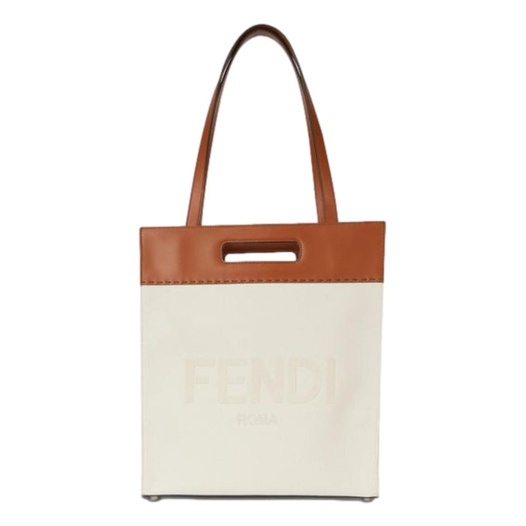 Fendi Roma Brand Embroidered Canvas And Leather Tote Bag – Queen
