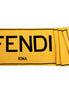 Fendi Roma Knitted Wool & Cashmere Yellow Black Logo Scarf available at Queen Bee of Beverly Hills