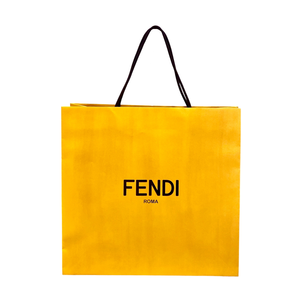 Fendi Roma Logo Yellow Paper Designer Shopping Gift Bag Large at_Queen_Bee_of_Beverly_Hills
