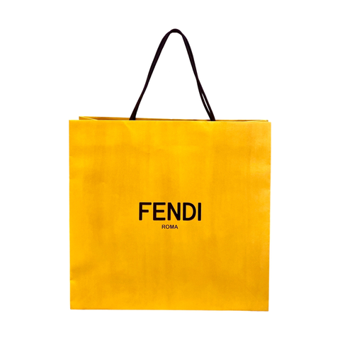 Fendi Roma Logo Yellow Paper Designer Shopping Gift Bag Large at_Queen_Bee_of_Beverly_Hills