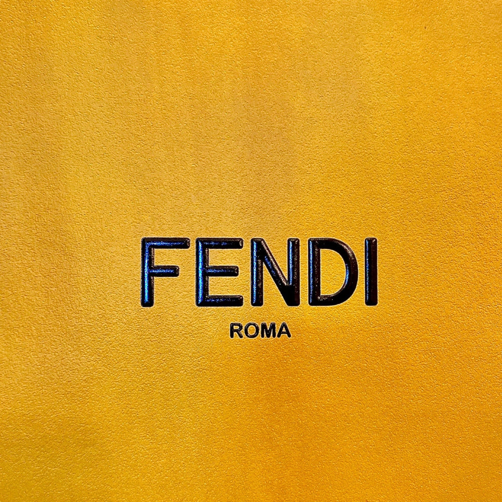 Fendi Roma Logo Yellow Paper Designer Shopping Gift Bag Large at_Queen_Bee_of_Beverly_Hills