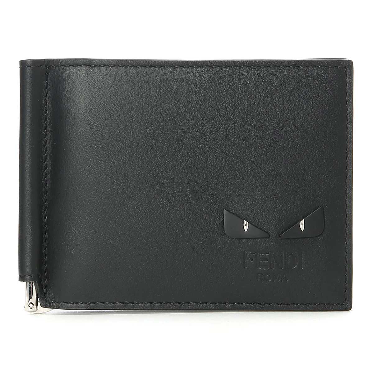 Fendi See You Bugs Black Smooth Calf Leather Money Clip Bifold 7M0281 at_Queen_Bee_of_Beverly_Hills