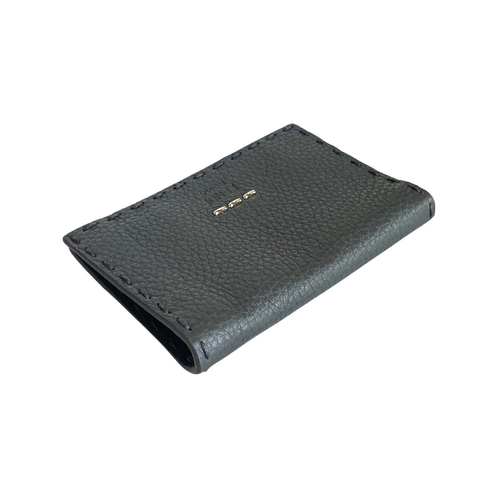 Fendi Selleria Gray Calf Leather Vertical Bifold Wallet 7M0262 at_Queen_Bee_of_Beverly_Hills