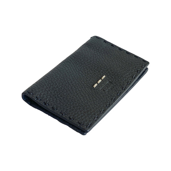 Fendi Selleria Gray Calf Leather Vertical Bifold Wallet available at Queen Bee of Beverly Hills