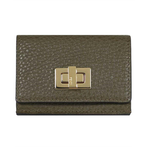 Fendi Selleria Leather Avocado Green Micro Trifold Wallet 8M0426 at_Queen_Bee_of_Beverly_Hills