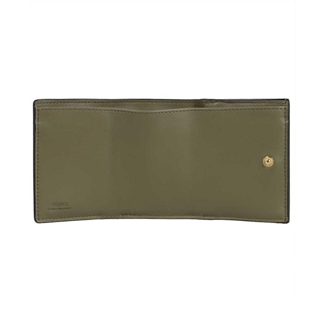 Fendi Selleria Leather Avocado Green Micro Trifold Wallet 8M0426 at_Queen_Bee_of_Beverly_Hills