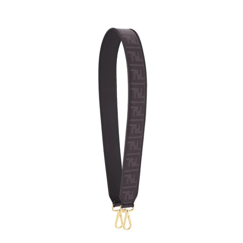 Fendi Strap You Black Glazed Fabric FF Zucca Shoulder Strap available at Queen Bee of Beverly Hills