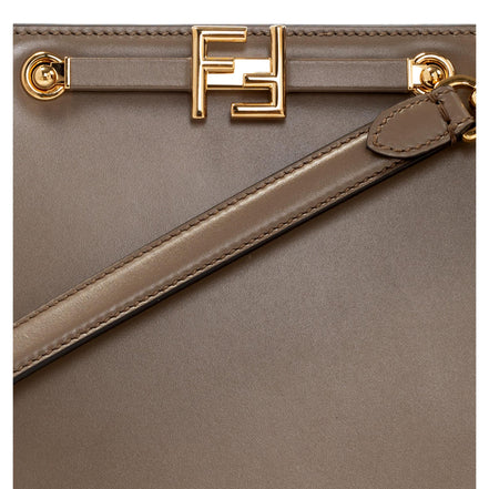 Fendi Touch Taupe Tartufo Leather Shoulder Bag available at Queen Bee of Beverly Hills