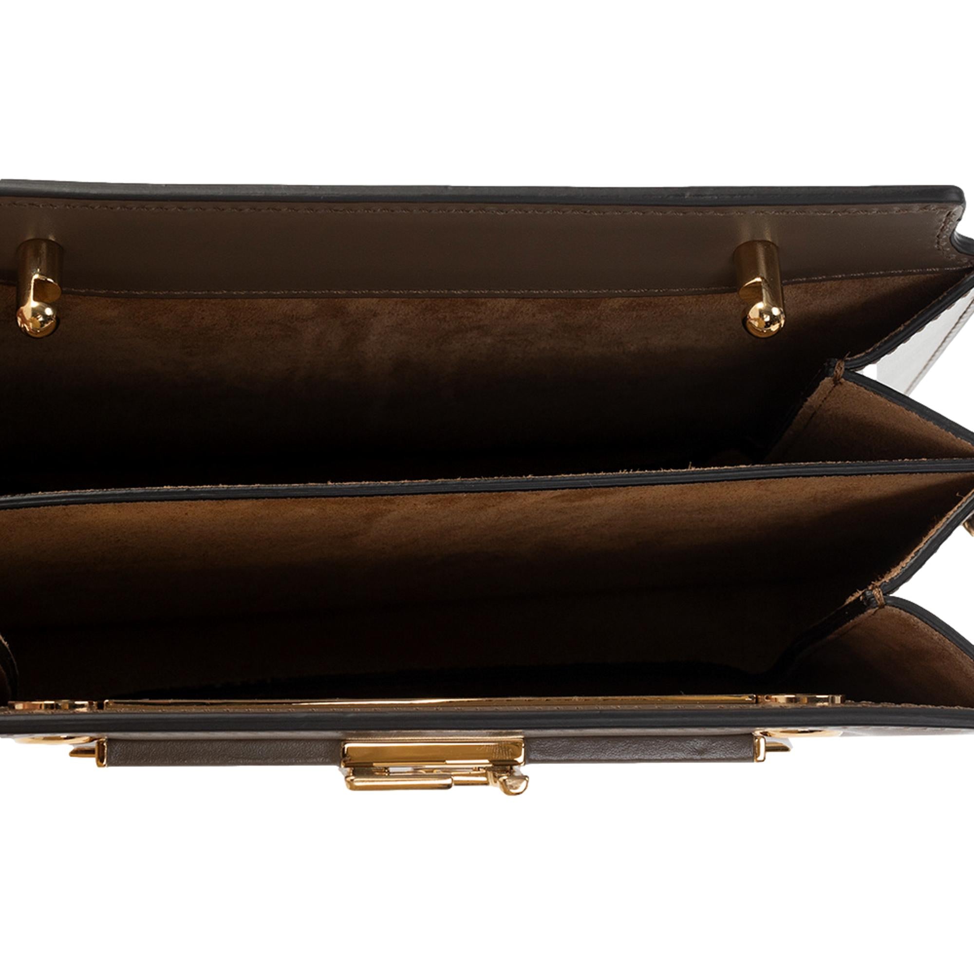 Fendi Touch Taupe Tartufo Leather Shoulder Bag available at Queen Bee of Beverly Hills