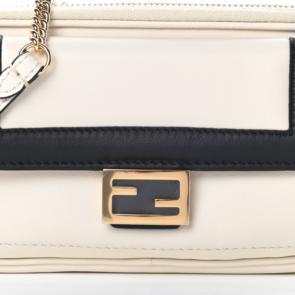 Fendi Vitello Grace Matte Bicolor Easy Baguette Black White 8BS044 at_Queen_Bee_of_Beverly_Hills