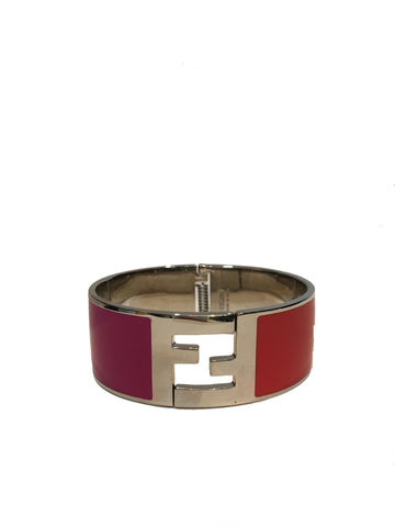 Fendi Women's Classic Fuschia/Orange Clic Clac Metal Bracelet Large 8AG137 at_Queen_Bee_of_Beverly_Hills