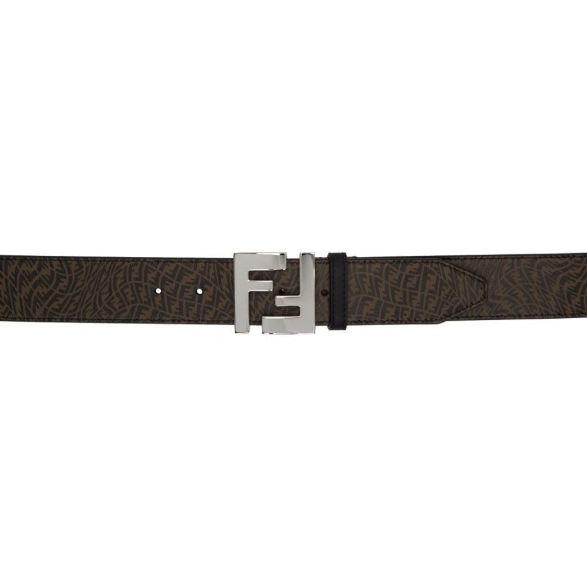 Fendi x Sarah Coleman Mens FF Vertigo Brown Leather Belt 110/44 available at Queen Bee of Beverly Hills