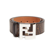 Fendi x Sarah Coleman Mens FF Vertigo Brown Leather Belt 110/44 available at Queen Bee of Beverly Hills