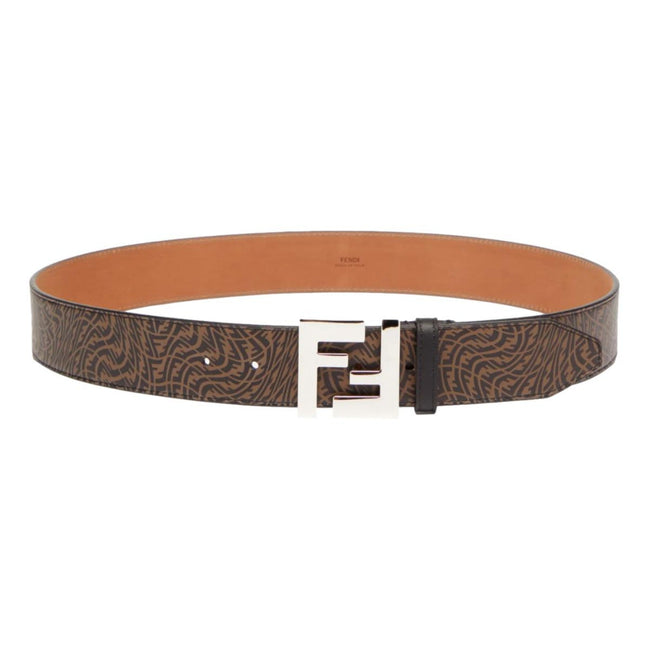 Fendi x Sarah Coleman Mens FF Vertigo Brown Leather Belt 110/44 available at Queen Bee of Beverly Hills