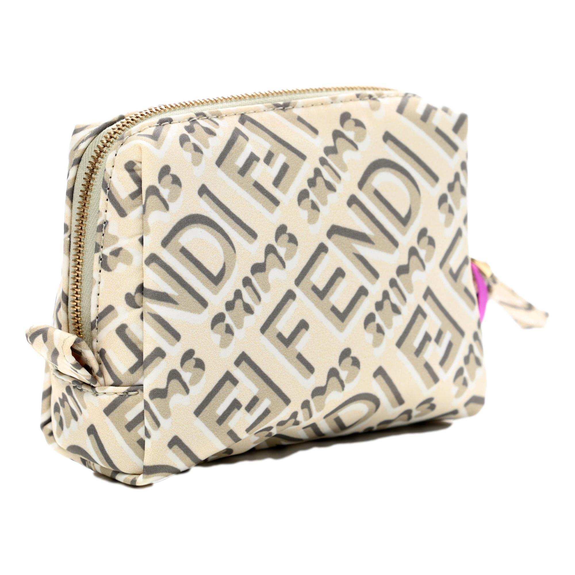 Fendi x Skims Nylon Avorio Small Beauty Pouch available at Queen Bee of Beverly Hills
