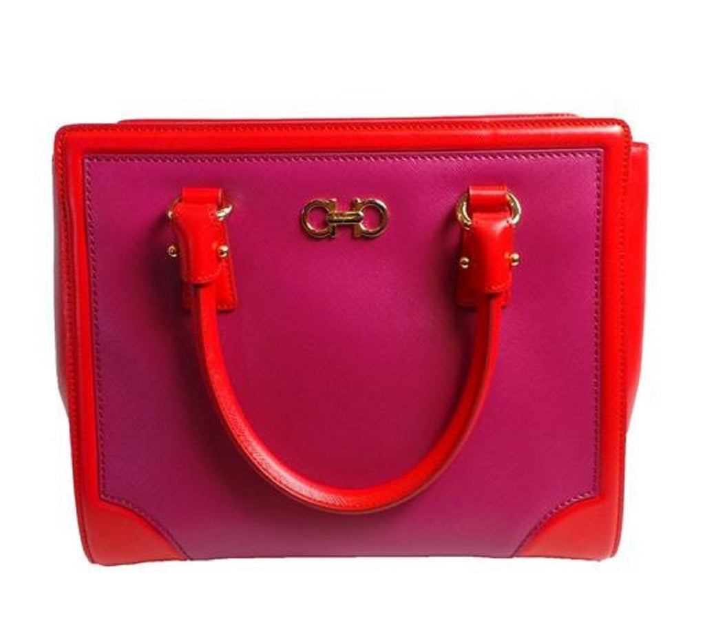 Ferragamo Beky Women's Sangria Pink Satchel Handbag G328/01 at_Queen_Bee_of_Beverly_Hills