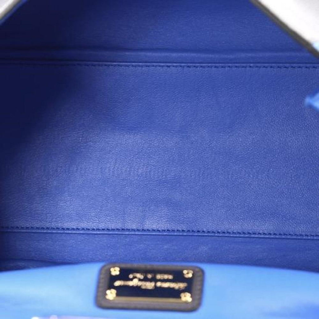 Ferragamo Sofia Calf Blue Fumee Blue Grey Medium Handbag – Queen Bee of ...