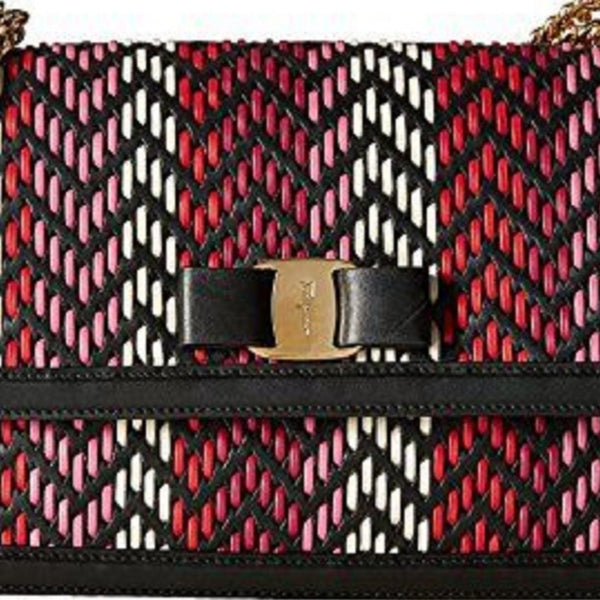 Ferragamo Ginny Multi Pink and Red Plaited Calf Leather Shoulder Bag ...
