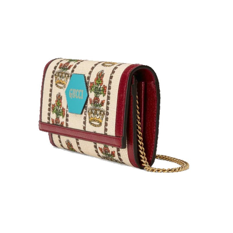 Gucci 100 Centennial Floral Crown Jacquard Wallet On Chain 676305 at_Queen_Bee_of_Beverly_Hills