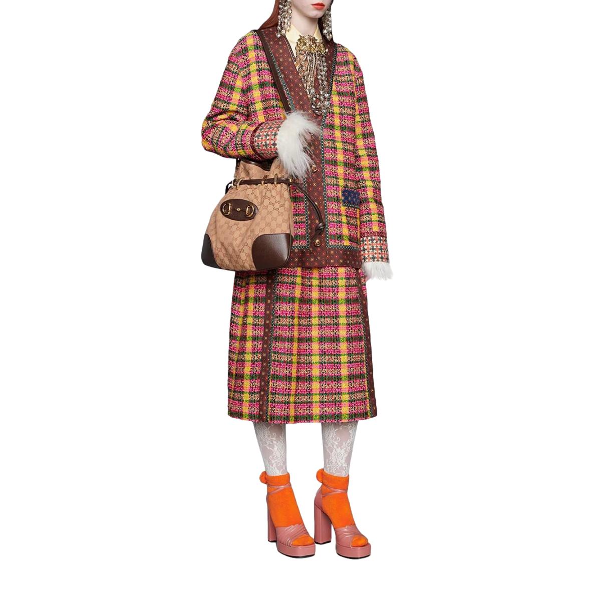 Gucci 1955 Horsebit Beige Canvas Drawstring Cross Body Bag available at Queen Bee of Beverly Hills