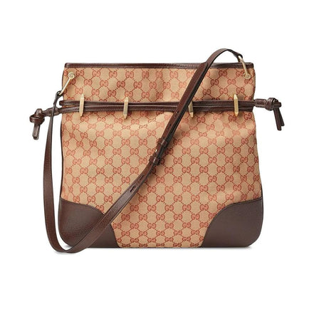 Gucci 1955 Horsebit Beige Canvas Drawstring Cross Body Bag available at Queen Bee of Beverly Hills