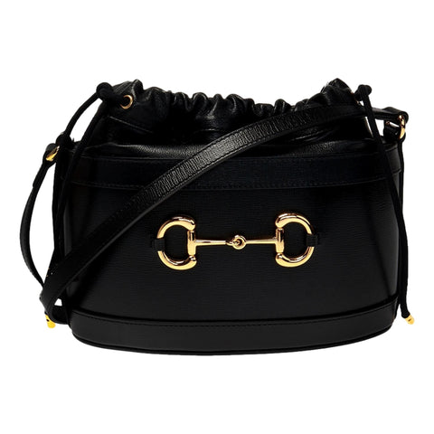 Gucci 1955 Horsebit Black Leather Bucket Bag 602118 at_Queen_Bee_of_Beverly_Hills