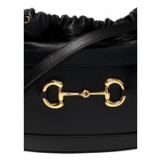 Gucci 1955 Horsebit Black Leather Bucket Bag available at Queen Bee of Beverly Hills