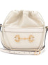 Gucci 1955 Horsebit White Leather Bucket Bag available at Queen Bee of Beverly Hills