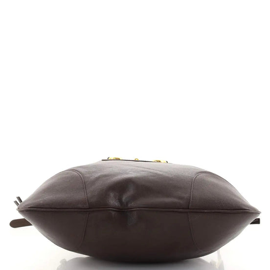 Gucci 1955 Morsetto Large Leather Horsebit Drawstring Brown Bucket Bag available at Queen Bee of Beverly Hills