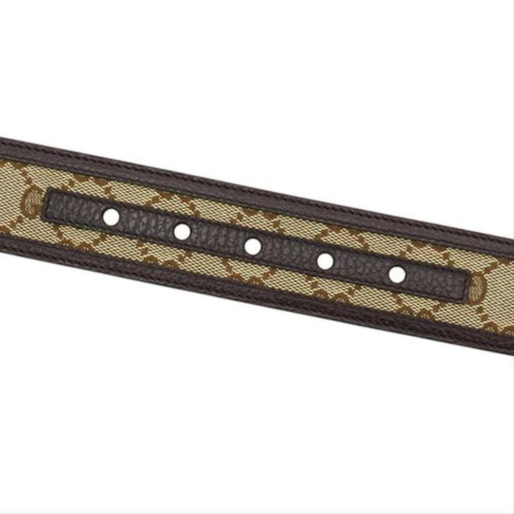 Gucci Belt Canvas Brown Leather Unisex 449716 Size 36/90 at_Queen_Bee_of_Beverly_Hills