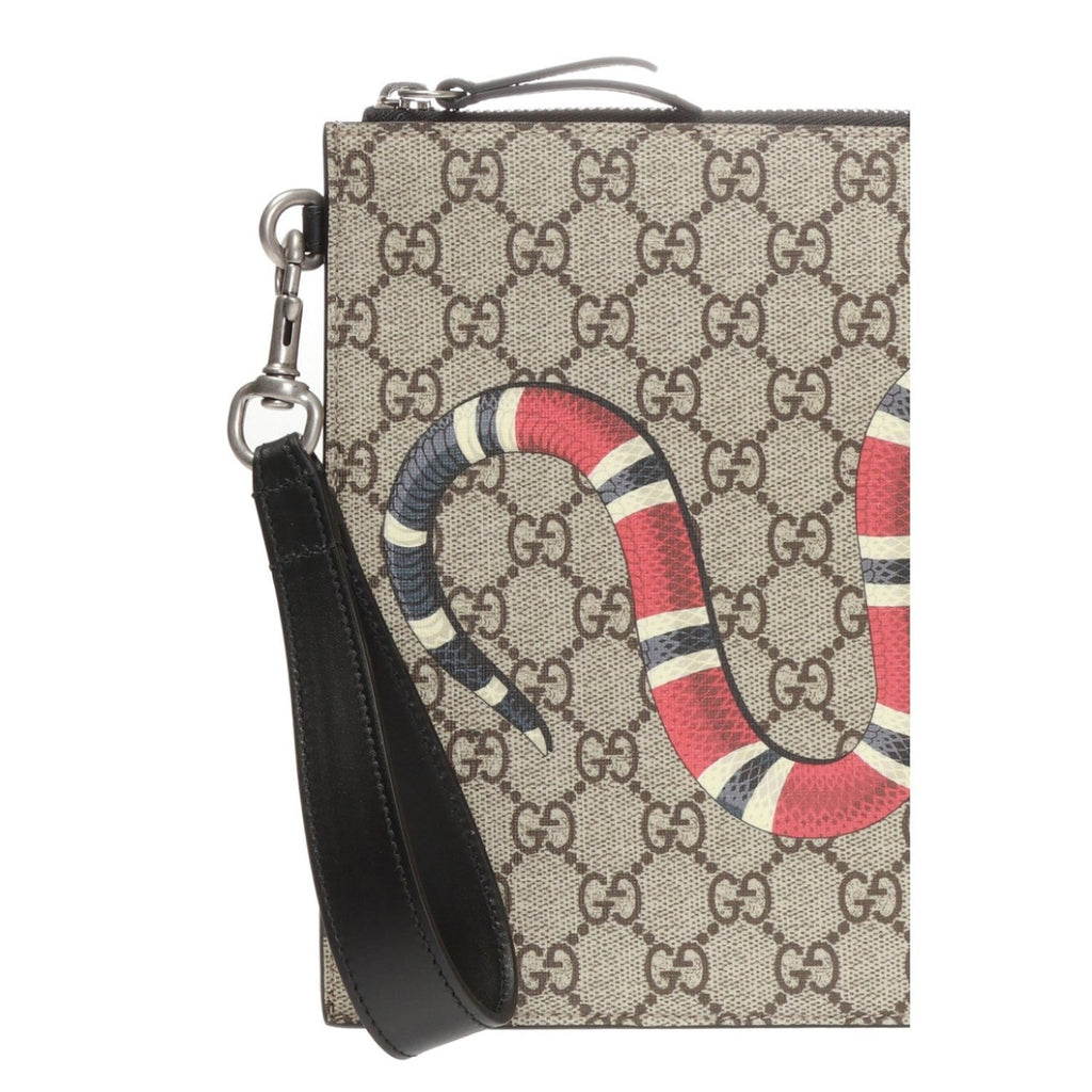 Gucci Bestiary Kingsnake GG Supreme Canvas Wristlet Pouch Bag 473904 at_Queen_Bee_of_Beverly_Hills