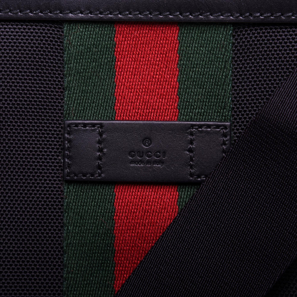 GUCCI Stripes Canvas Leather Crossbody Bag Small Shoulder Bag Logo