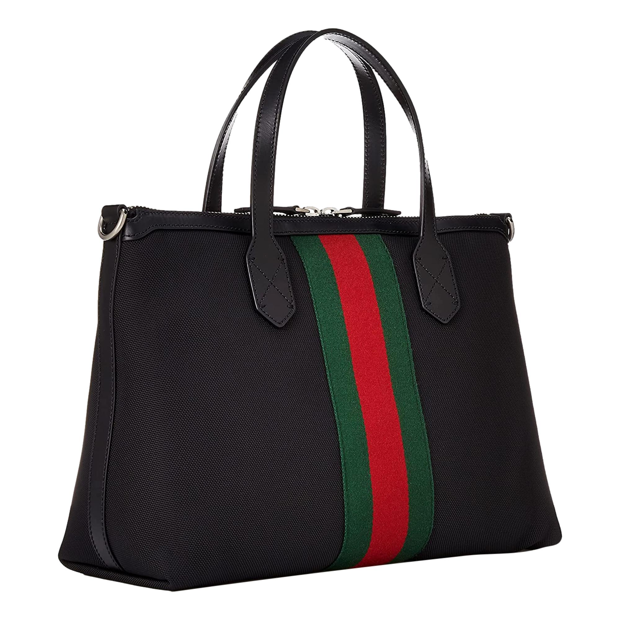 Gucci BLack Canvas Web Stripe Tote Handbag 619750 at_Queen_Bee_of_Beverly_Hills
