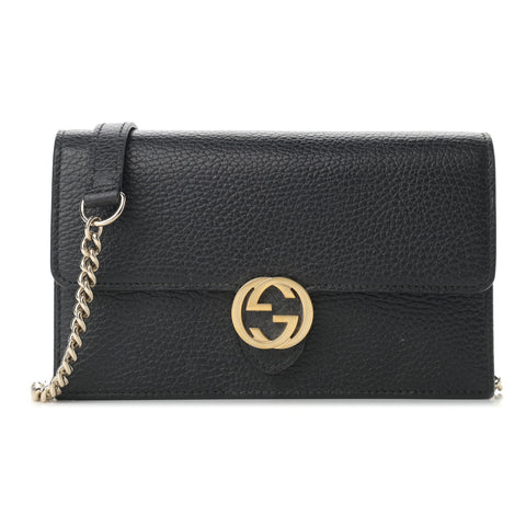 Gucci Black Dollar Calfskin Leather Interlocking G Chain Wallet 615523 at_Queen_Bee_of_Beverly_Hills